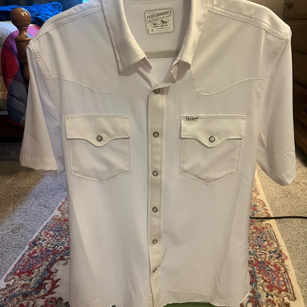 Tecovas Men's Casual White Button Down Shirt